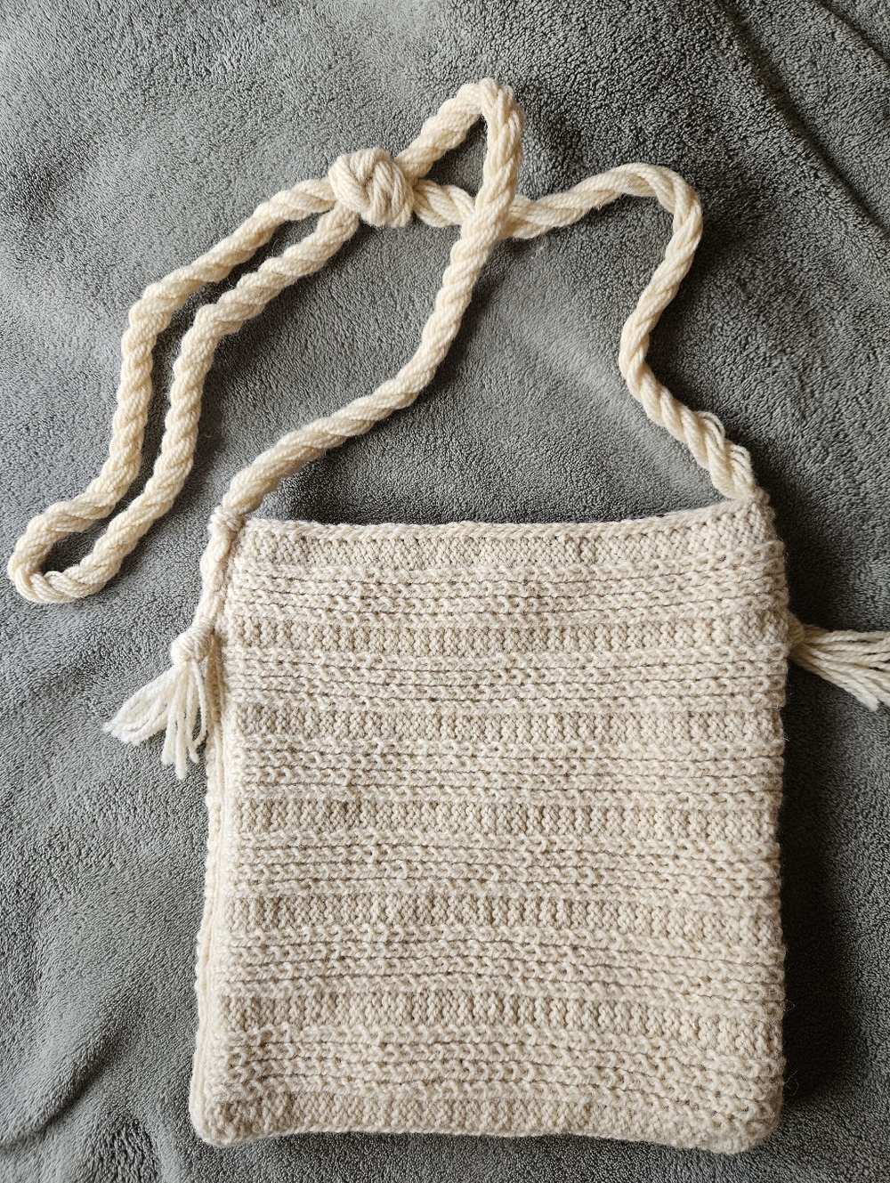 Handmade Cream Knit Crossbody Bag